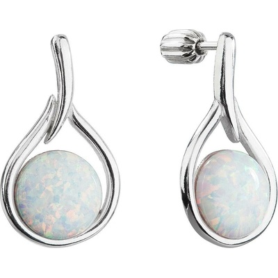 Pavona stříbrné visací kapky s bílým syntetickým opálem 11336.1 White s. Opal