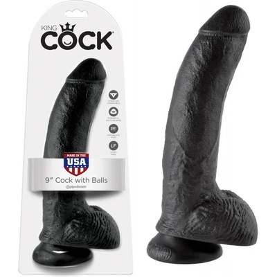 Пенис дилдо с тестиси, вакуумна основа, 22, 9см. - King Cock Black (PIPE550823)