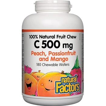 Image 1 of Natural Factors Vitamin C, 500 mg, тропически плодове, 90 дъвчащи таблетки, Natural Factors (1324 NF)