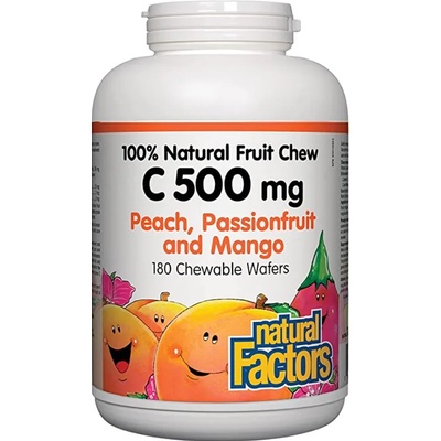 Natural Factors Vitamin C, 500 mg, тропически плодове, 90 дъвчащи таблетки, Natural Factors (1324 NF)