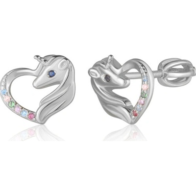 JVD Dětské stříbrné peckové náušnice na šroubek jednorožec SVLE0882SH2BASR