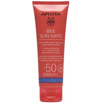 APIVITA Слънцезащитен лек лосион за лице и тяло, Apivita Bee Sun Hydra Face & Body Milk SPF50, Travel Size 100ml