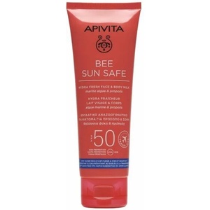 APIVITA Слънцезащитен лек лосион за лице и тяло, Apivita Bee Sun Hydra Face & Body Milk SPF50, Travel Size 100ml