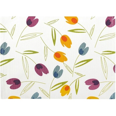 SCANquilt prostírání MURI tulipány smetanovopestrá běhoun delší strana 100-170 cm