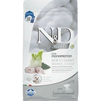N&D White Dog Grain Free Sea Bass Spirulina & Fennel Puppy Mini 1,5 kg