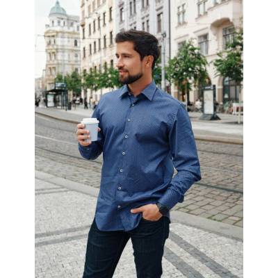CityZen pánska košeľa vzor lístky tmavo modrá