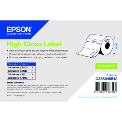 Štítky Epson Premium Matte 76 mm × 51 mm, 650 štítkov/kotúč