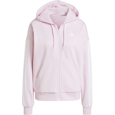 adidas Essentials Fleece 3-Stripes Full-Zip Hoodie W ružová biela