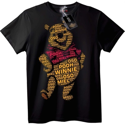 NOONEBRAND Тениска с Word Art на мечето Winnie the Pooh - 2XL, Black