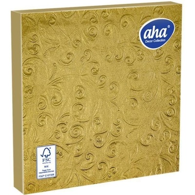 Aha papírové ubrousky 3V 15ks Ražené zlaté 33x33cm