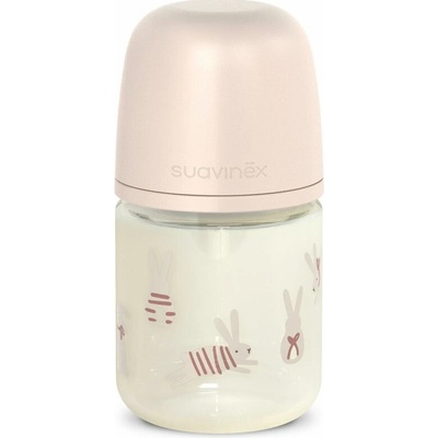 Suavinex láhev sklo Wonderland fyziologická SX Pro růžový králík 120 ml