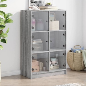 vidaXL Висок шкаф, Сив сонома, 68x37x109 см, инженерно дърво (3295855)