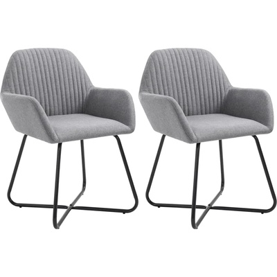 vidaXL Трапезни столове, 2 бр, светлосиви, текстил (249807)