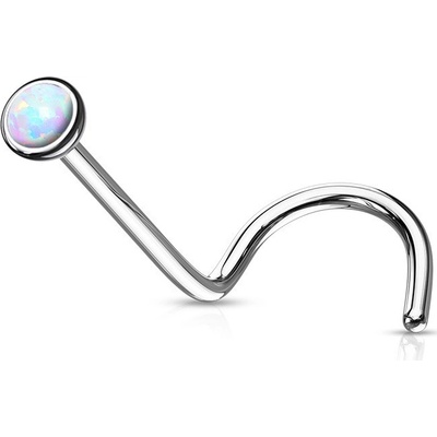 Steel Edge titanový piercing do nosu s opálem SET23NO5 Bílá
