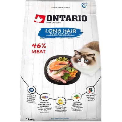 ONTARIO Онтарио Кот Дълга Коса Патешко и Сьомга 2 кг