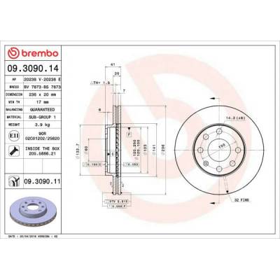 BREMBO Brzdový kotúč 09309011