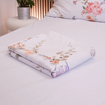 Takoy Prostěradlo na postel 250x250 bavlněný satén romantické květiny Agi-HT-00896 | 250x250 cm prostěradlo na postel