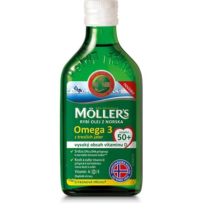 Möller´s Omega 3 50+ olej z tresčích jater s citronovou příchutí 250 ml