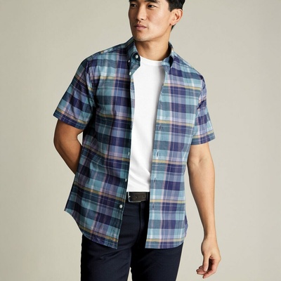 Charles Tyrwhitt Non-Iron Stretch Poplin Slub Shirt Spearmint Slim fit