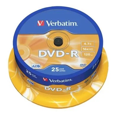 Verbatim DVD-R, 4.7 GB, 16x, AZO покритие, 25 броя в шпиндел (043522)