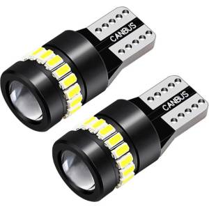  Комплект от 2 броя led Лед Диодни Крушки За Габарит t10 w5w - 3030 + 3014 smd, студено бяла светлина 6000k, 12-24v, canb