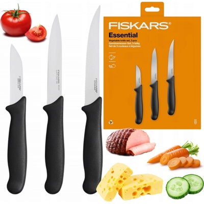 Fiskars Sada nožů na zeleniny a zeleninu v krabičce Essential 3 ks
