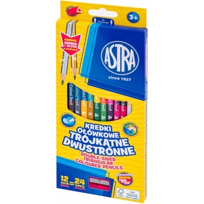 Astra trojhranné oboustranné pastelky 12 ks 24 barev 135667