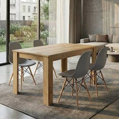 TopMebel Комплект за трапезария 5 части Darlen - Nova в цвят сапфирен дъб - сив 125x72x74см