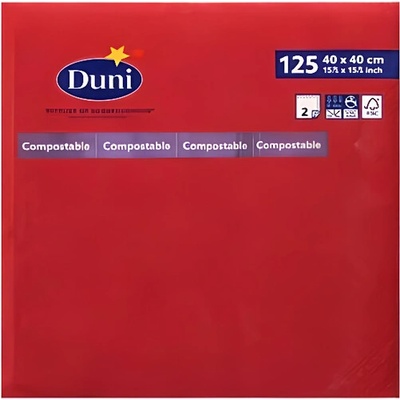 Duni Papierové servítky červené 2-vrstvové 40×40 cm