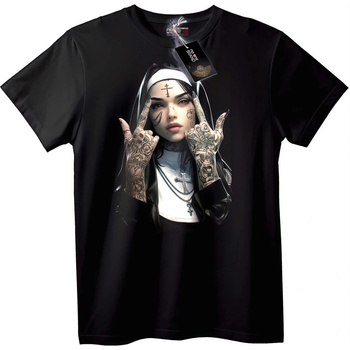NOONEBRAND Тениска Татуирана Рок Монахиня - L, Black