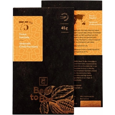 Čokoládovna Janek Bean to bar Venezuela 75% hořká Criollo Porcelana 45 g
