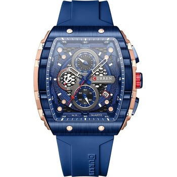 Curren Мъжки часовник Curren Marv, Хронограф, Силиконова каишка, Тъмно син (CURREN-8442-DARK-BLUE)