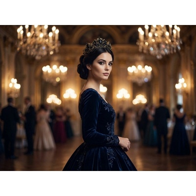 B-Top korunka Tiára do vlasů Ice Queen s černými krystaly pozlacená – Zboží Dáma