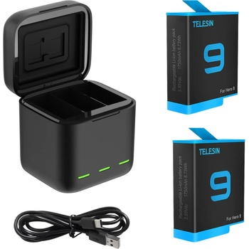 Telesin 3-slot Box nabíjačka na GoPro Hero 9 / Hero 10 + batérie 2ks GP-BNC-901