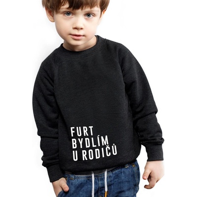 Dětská mikina Classic Furt bydlím u rodičů bílý černá
