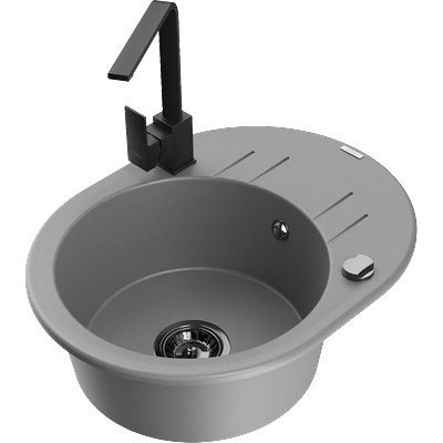 Mexen Kevin еднокоморна кухненска мивка с дренаж и кухненски смесител Rita, сив - 6517-71-670300-70-B (6517-71-670300-70-B)