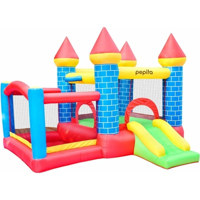 Pepita Castle XL Skákací hrad 295x260x205cm s bazénom s loptičkami a šmykľavkou modro-červená
