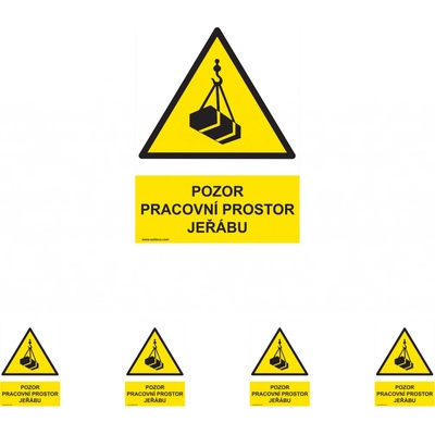 Walteco Pozor - pracovní prostor jeřábu 210x297mm, formát A4, plastová tabulka Množství: 5 ks , 20026BP1