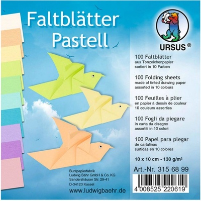 Ursus Papíry na origami 10x10cm 100ks duha