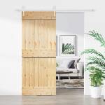vidaXL Преплъзваща се врата Естествено и бяло 85 x 210 cm (3445178)