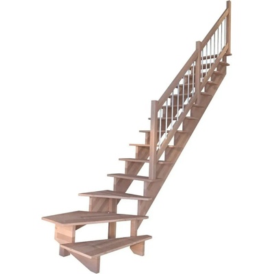 StarWood Schody Lindos bukové levé 80cm otevřené dřev. nerez. zábradlí