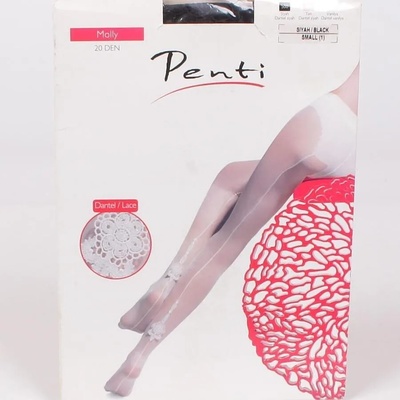 Дамски чорапогащник в черно с ръб и дантела 20 den