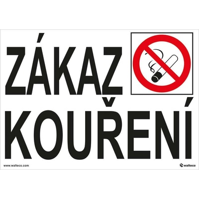 Walteco Zákaz kouření, 5 cm písmo 210x148mm, formát A5, samolepka Množství: 1 ks , 20058