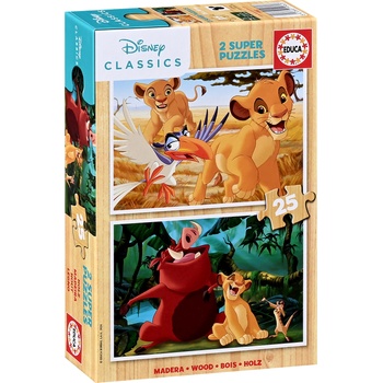 Educa Детски дървен пъзел Educa от 2 x 25 части - Цар Лъв (EDU19960)