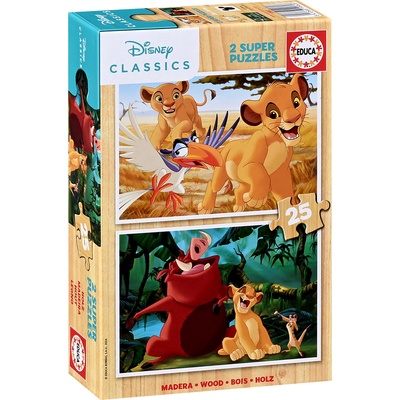 Educa Детски дървен пъзел Educa от 2 x 25 части - Цар Лъв (EDU19960)