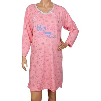 Нощница за кърмачки в цвят розов корал с цветя и надпис