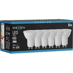 Mexen Nova 6x LED крушка GU10, 8W, неутрална - 4000K, 840 lm - L108-GU10-0840-01x06 (L108-GU10-0840-01x06)
