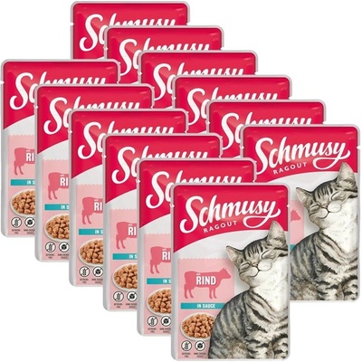 Schmusy Ragú hovězí v omáčce 12 x 100 g