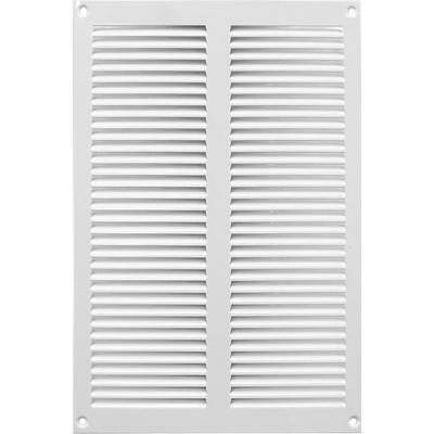 Ventishop KVMb 300 x 200 kovová hranatá větrací mřížka se síťkou bílá