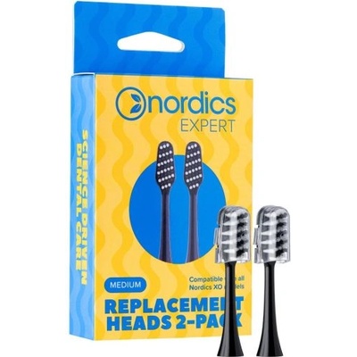 NORDICS Резервни глави за електрическа четка Nordics Expert XO10B - Medium , 2 броя , черни (REPLX010B)